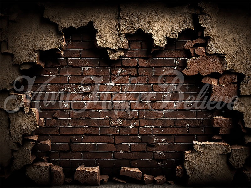 Kate Comic Superhero Birthday Smash Cracked Brown Brick Wall Backdrop Designed by Mini MakeBelieve