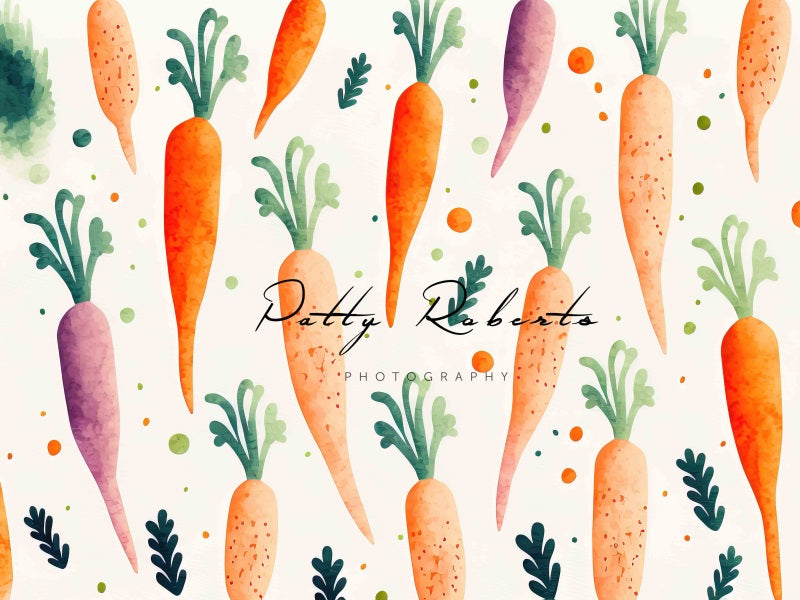 Kate Easter Watercolor Carrots Backdrop Designed by Patty Robert
