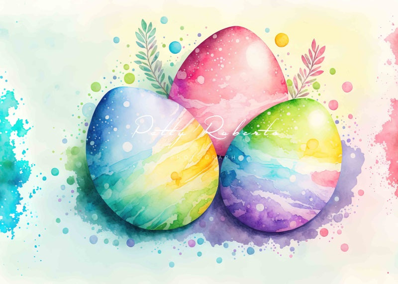 Kate Watercolor Easter Eggs Backdrop Designed by Patty Robert