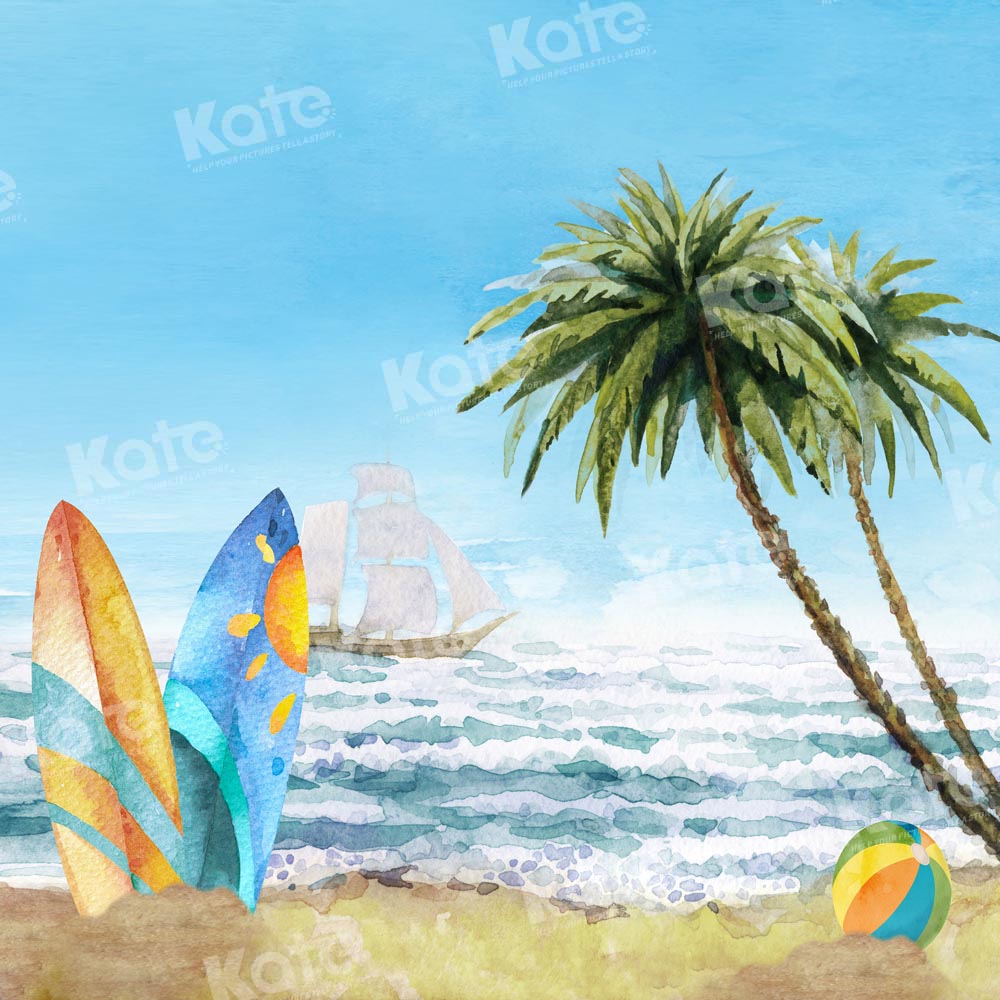 Kate Summer Sea Beach Surfboard Backdrop Designed by Emetselch