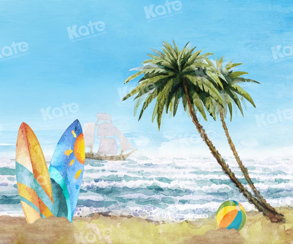 Kate Summer Sea Beach Surfboard Backdrop Designed by Emetselch