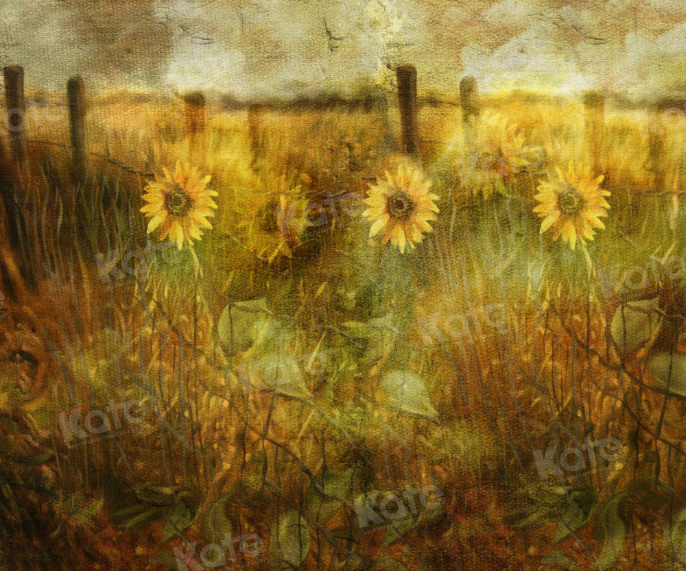 Kate Hand Painted Sunflower Field Summer Backdrop for Photography