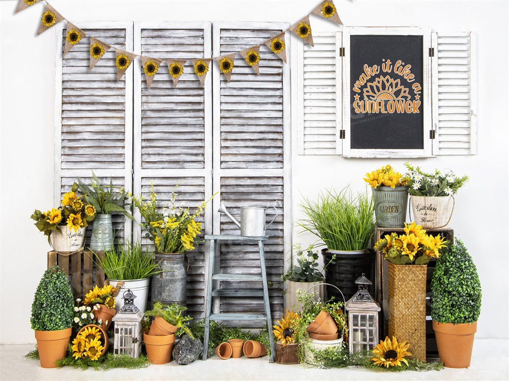 Kate Summer Sunflower Shop Backdrop for Photography