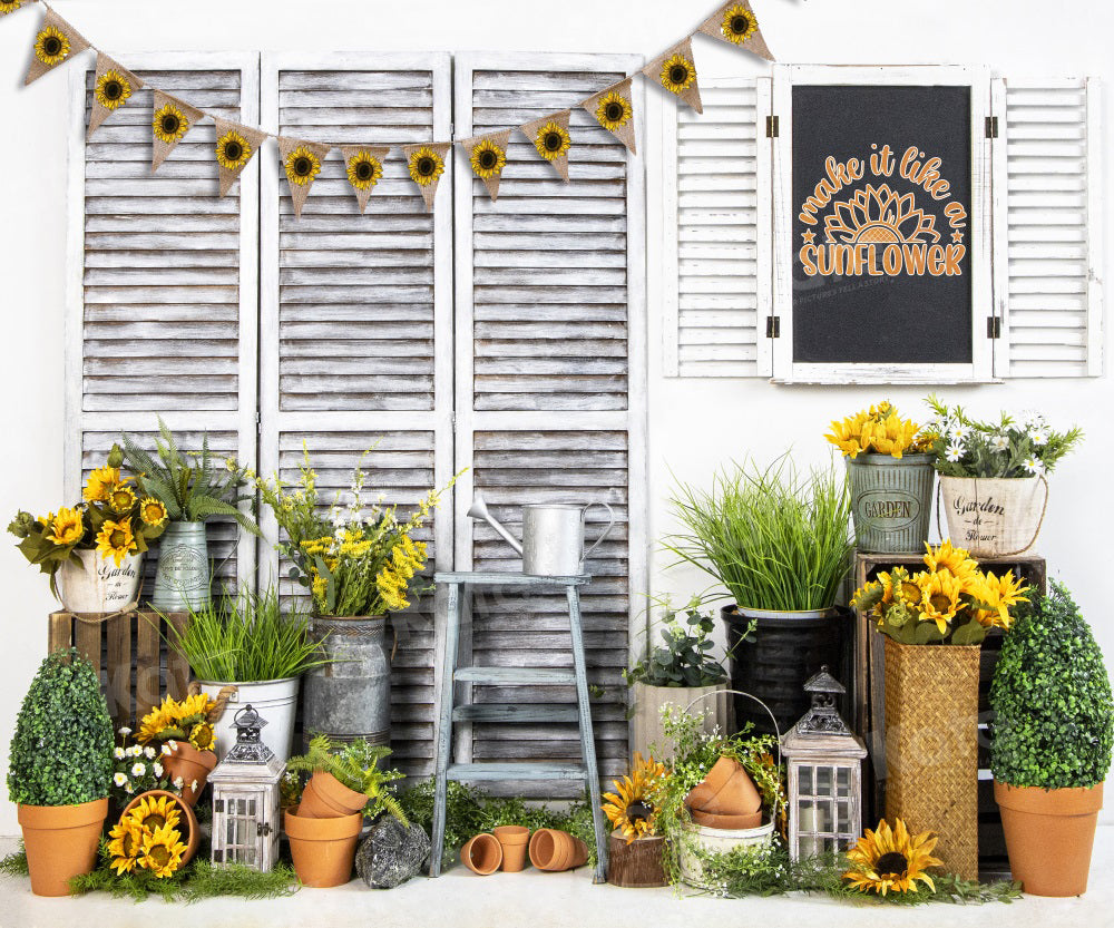 Kate Summer Sunflower Shop Backdrop for Photography
