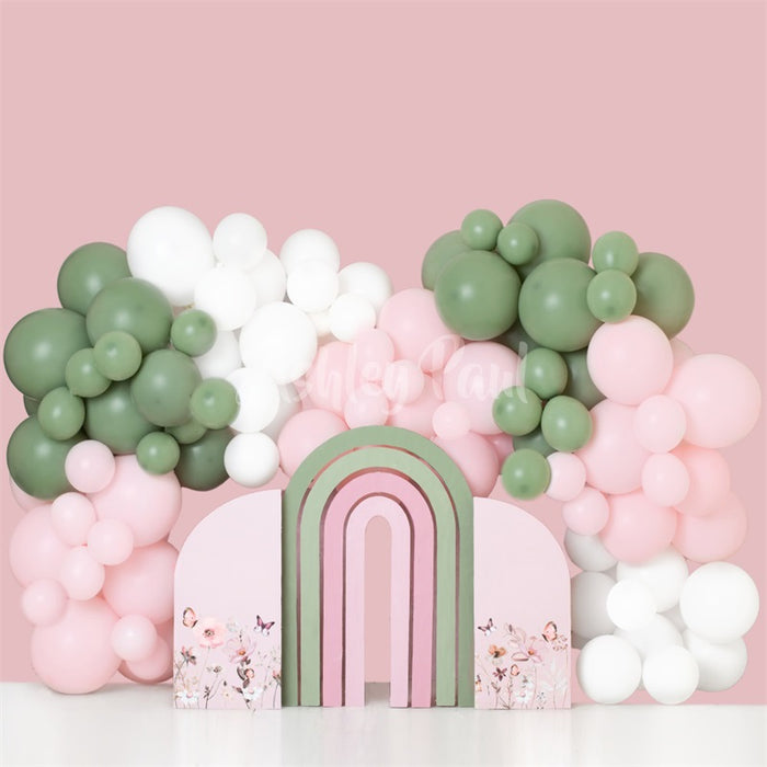 Cyan Golden Balloon Bokeh Birthday Arch Backdrop Kit