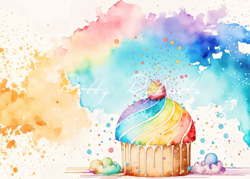 Kate Taste of Rainbow Colorful Cake Smash Backdrop Designed by Patty Robert