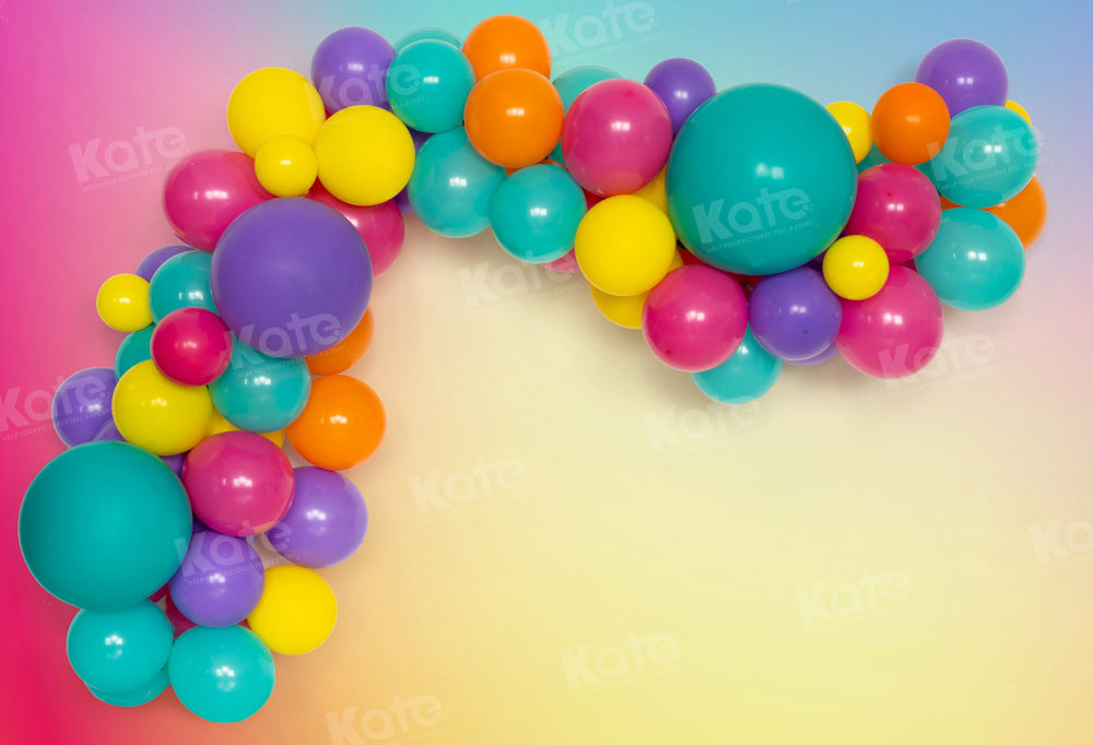 Kate Birthday Party Colorful Balloon Cake Smash Backdrop Designed by Emetselch