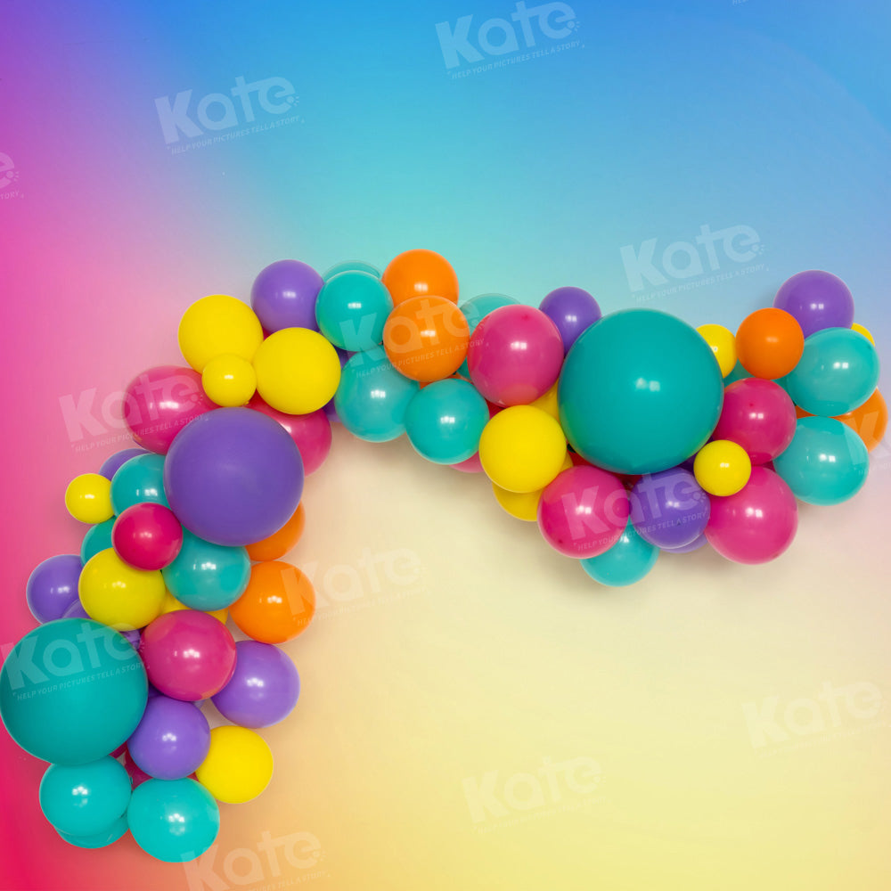 Kate Birthday Party Colorful Balloon Cake Smash Backdrop Designed by Emetselch