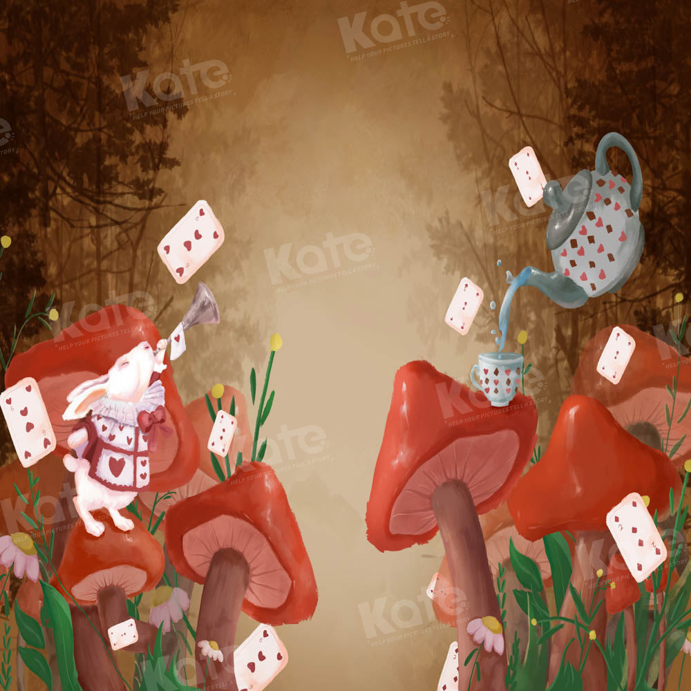 Kate Forest Teapot Bunny Mushroom Backdrop Designed by GQ