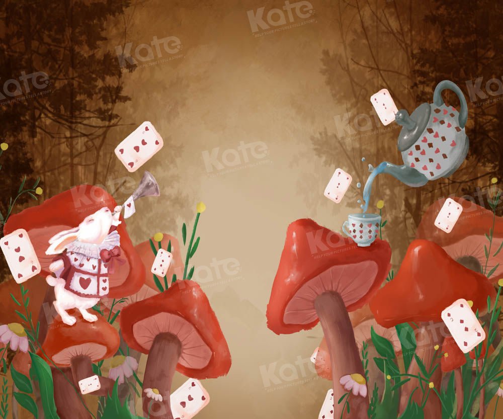 Kate Forest Teapot Bunny Mushroom Backdrop Designed by GQ