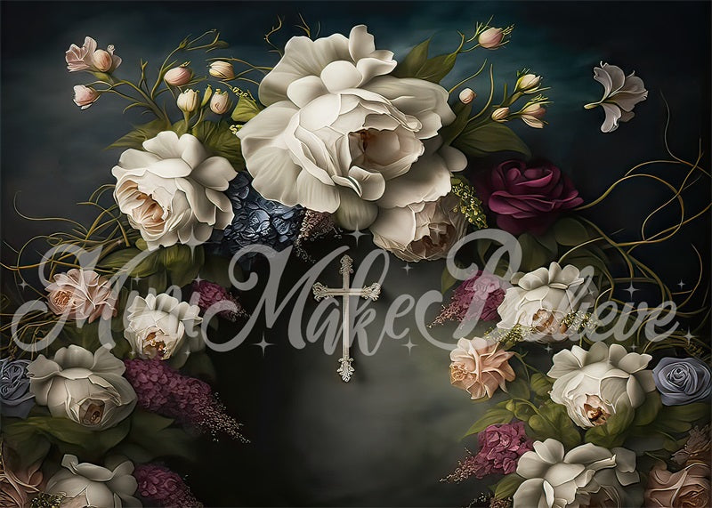 Kate Fine Art Communion Easter Floral Backdrop Designed by Mini MakeBelieve
