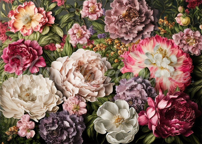 Kate Fine Art Spring Dark Flowers Wall Backdrop Designed by Mini MakeBelieve