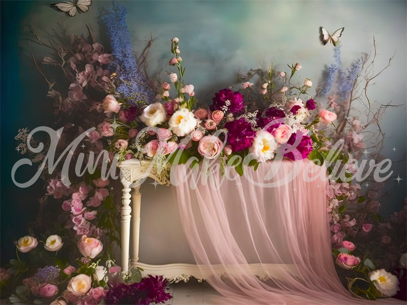 Kate Painterly Fine Art Interior Floral Curtain Backdrop Designed by Mini MakeBelieve