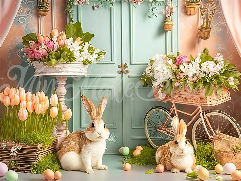 Kate Painterly Pastel Easter Bunny Set Backdrop Designed by Mini MakeBelieve