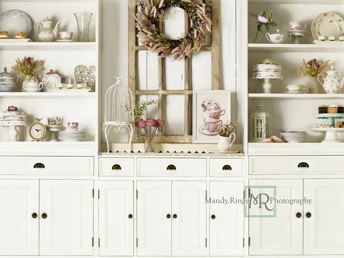 Rustic Vintage Floral Shelf Backdrop