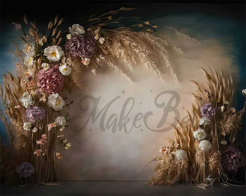 Kate Painterly Fine Art Boho Dried Floral Set Backdrop Designed by Mini MakeBelieve