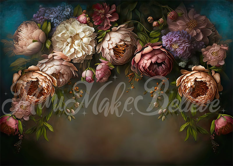 Kate Brown Paintery Fine Art Floral Backdrop Designed by Mini MakeBelieve