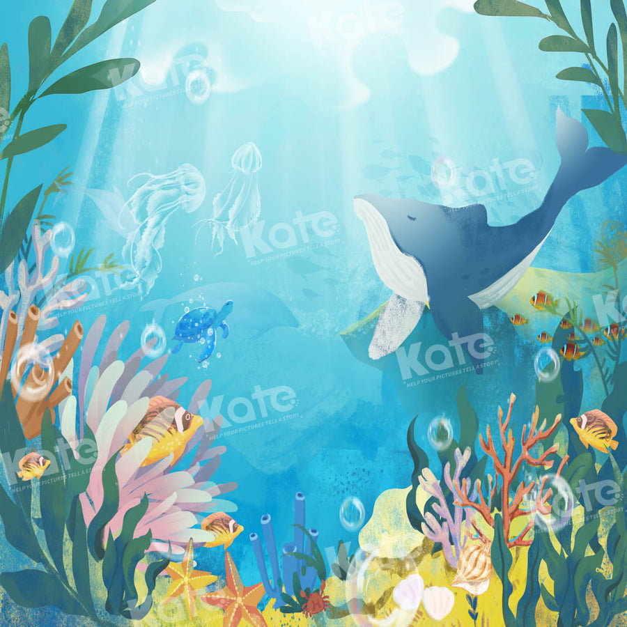 Enchanting Underwater Ocean Life Backdrop