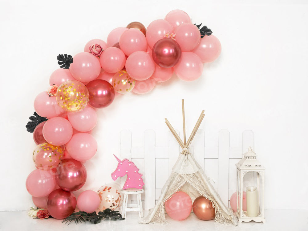 Kate Summer Pink Unicorn Balloon Tent Backdrop for Photography