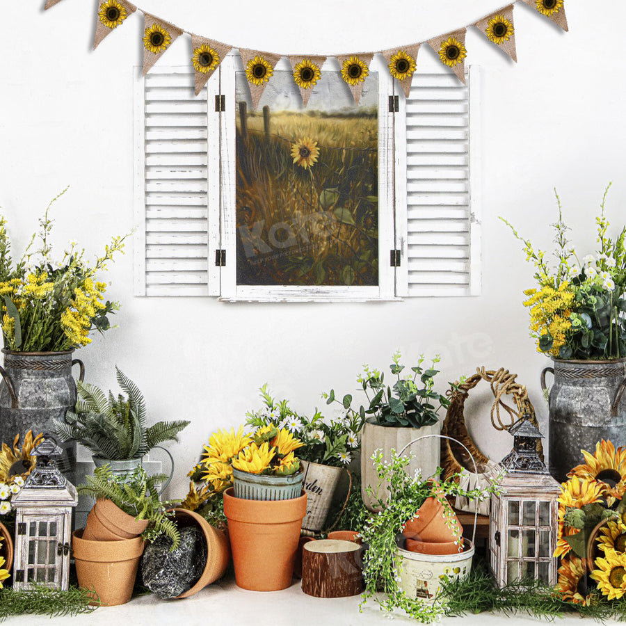 Rustic Sunflower Garden Photo Backdrop