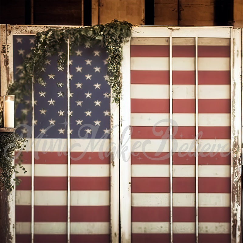 Kate Painterly Vintage Rustic American Flag Independence July 4 Backdrop Designed by Mini MakeBelieve