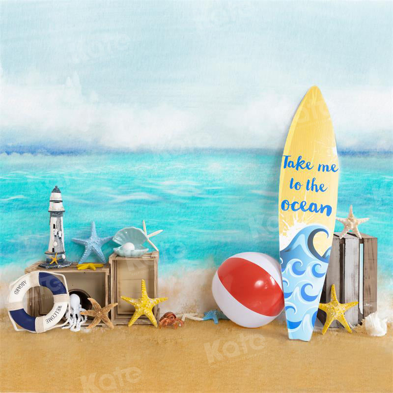 Kate Summer Sea Ocean Surfboard Beach Backdrop for Photography
