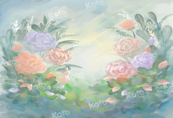Kate Fine Art Painted Green Blooming Floral Backdrop Designed by GQ