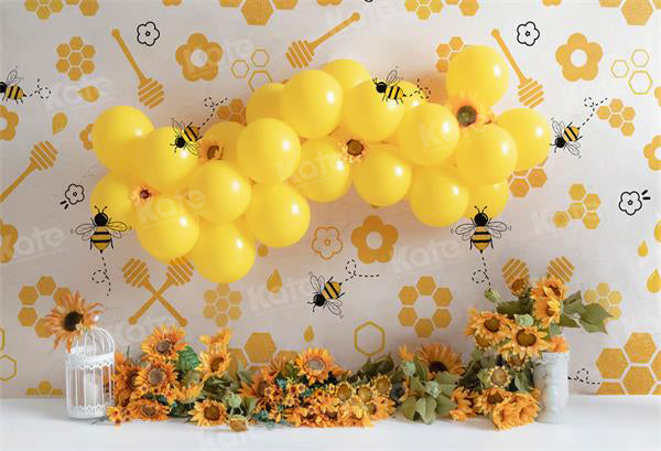 Kate Summer Bee Yellow Balloon Backdrop for Photography