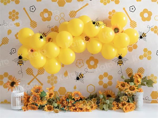 Kate Summer Bee Yellow Balloon Backdrop for Photography