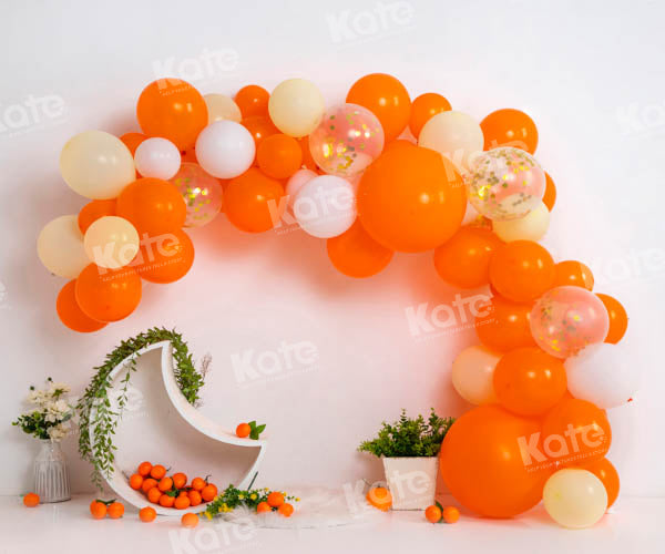 Kate Summer Warm Orange Balloon Fruit Backdrop Designed by Emetselch