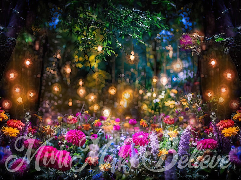 Kate Painterly Fine Art Fairy Lights Enchanted Forest at Night Backdrop  Designed by Mini MakeBelieve