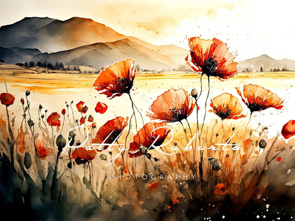 Kate Fields of Scarlet Poppies Summer/Autumn Backdrop Designed by Patty Robert