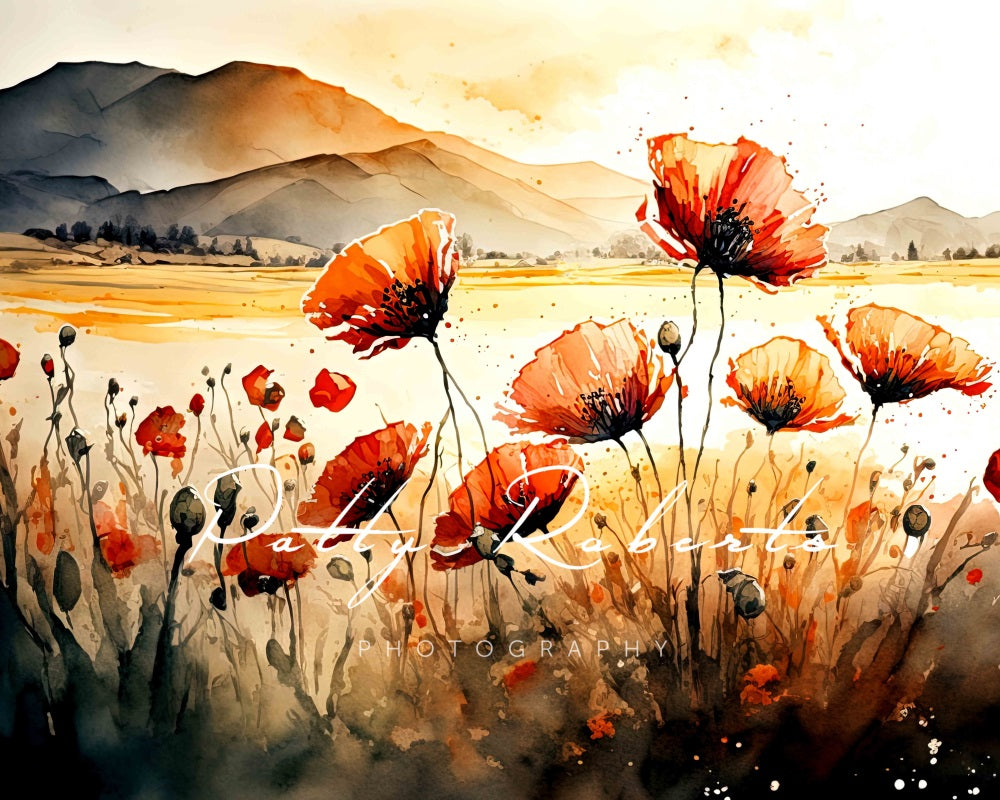 Kate Fields of Scarlet Poppies Summer/Autumn Backdrop Designed by Patty Robert