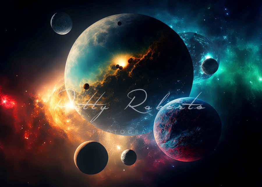 Vibrant Cosmic Galaxy Orbital Backdrop