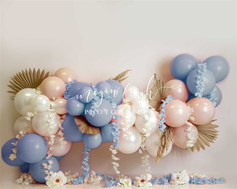 Kate Blue Floral Garland Backdrop Designed by Megan Leigh Photography