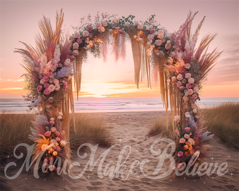 Kate Painterly Fine Art Boho Beach Sunset Arch Cake Smash Birthday Backdrop Designed by Mini MakeBelieve