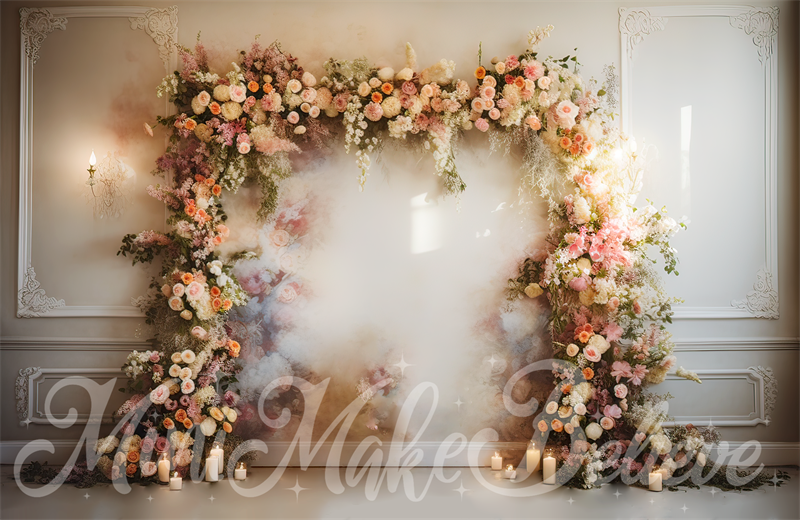 Kate Painterly Fine Art Flower Arch Room Birthday Wedding Celebration Backdrop Designed by Mini MakeBelieve