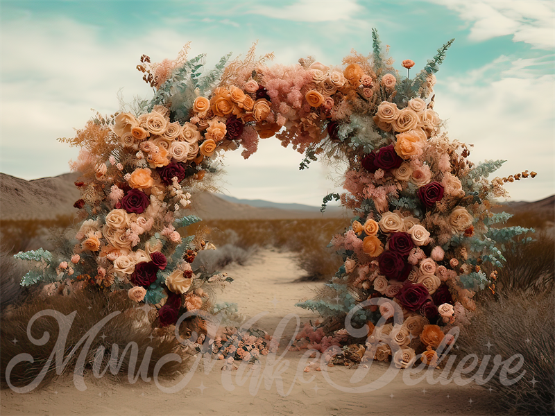 Kate Painterly Fine Art Flowers Boho Desert Arch Backdrop Designed by Mini MakeBelieve