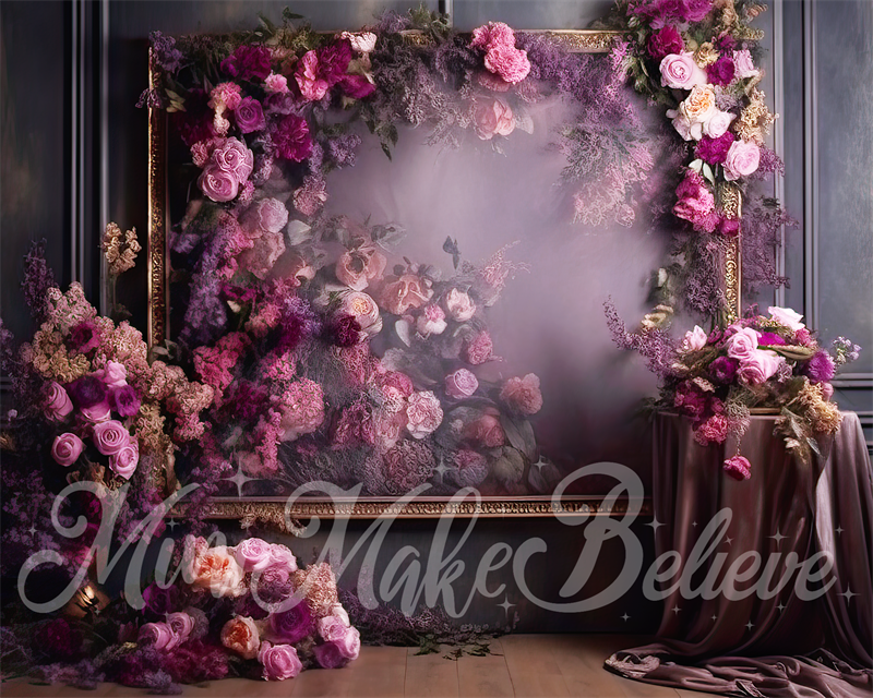 Kate Painterly Fine Art Purple Floral Room Birthday Wedding Celebration Backdrop Designed by Mini MakeBelieve