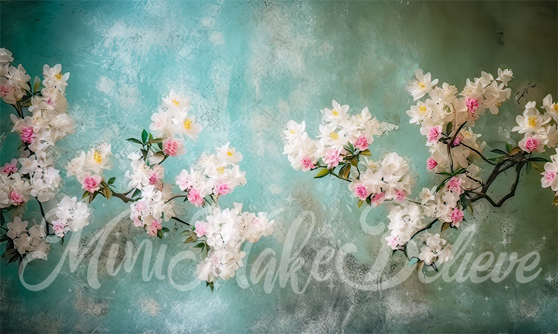 Kate Painterly Fine Art Watercolor Floral Blossoms Backdrop Designed by Mini MakeBelieve