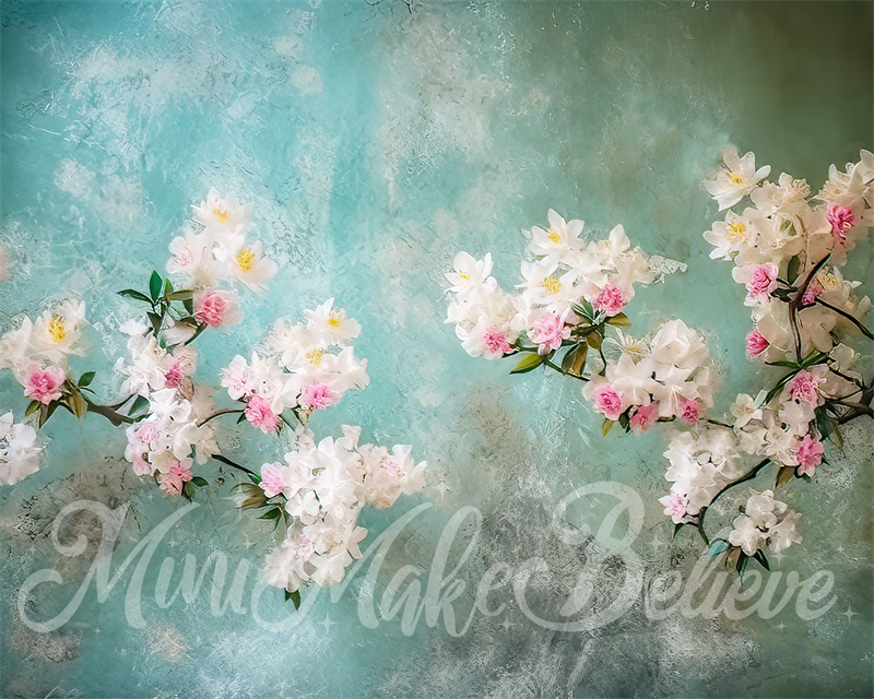 Kate Painterly Fine Art Watercolor Floral Blossoms Backdrop Designed by Mini MakeBelieve