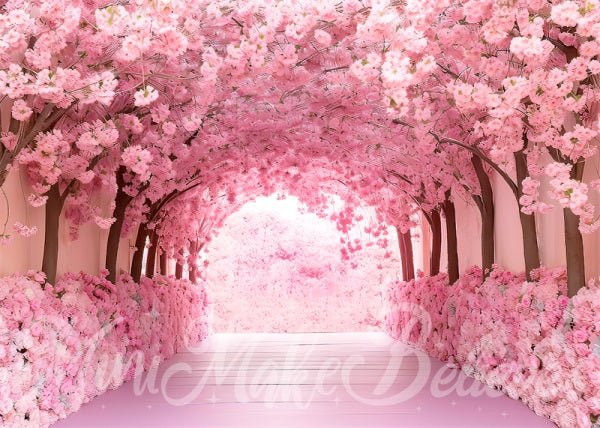 Kate Painterly Fine Art Cherry Blossom Tunnel Cake Smash Birthday Backdrop Designed by Mini MakeBelieve