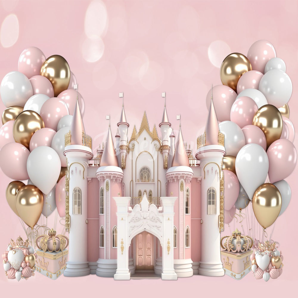 Kate Pink Princess Castle Birthday Backdrop Designed by Ashley Paul
