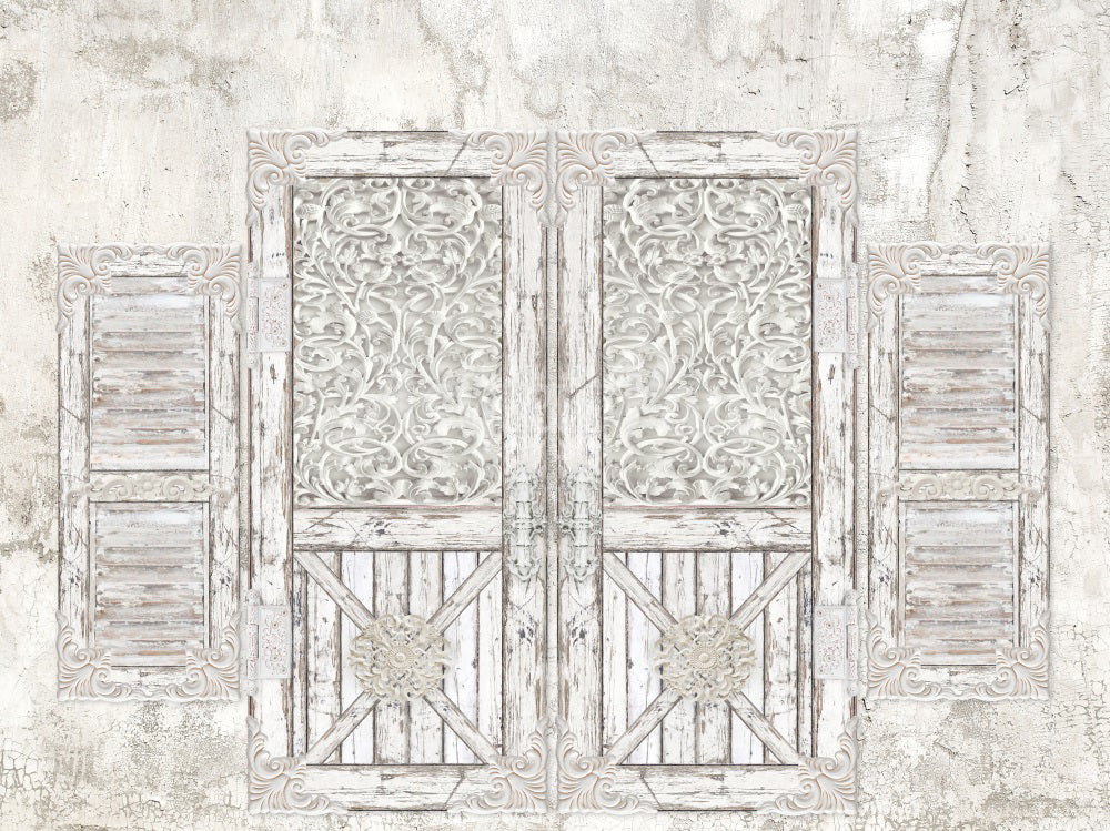 Kate Shabby Chic Farmhouse Distressed Doors Backdrop Designed by Ashley Paul