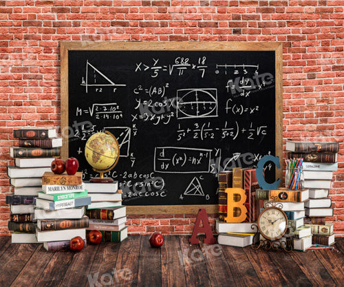 Vintage Classroom Blackboard Brick Wall Backdrop