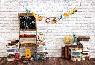Kate Back to School White Wall Printed Backdrop Designed by Emetselch