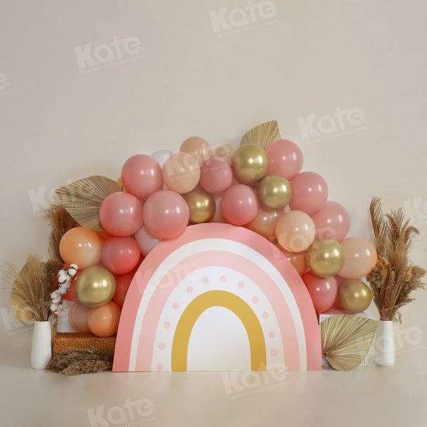 Kate Summer Pink Rainbow Fresh Balloon Cake Smash Backdrop for Photography
