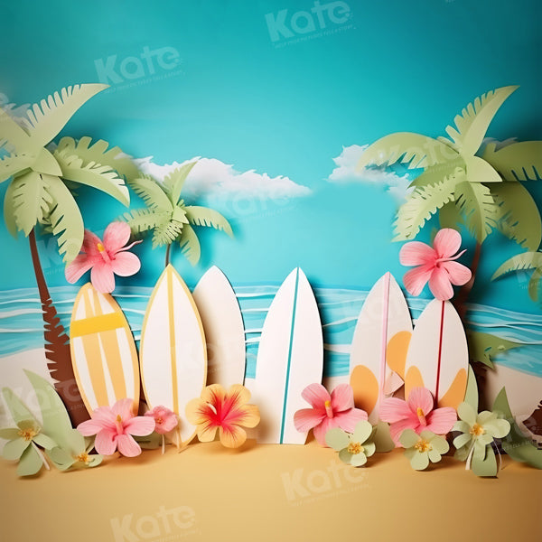 Kate Summer Flower Surfboard Sea Beach Backdrop for Photography