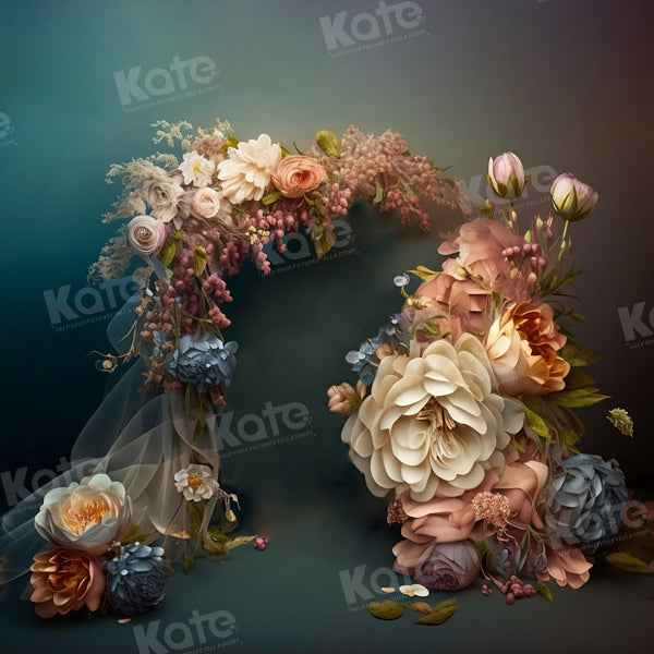 Kate Dark Fine Art Floral Arch Backdrop for Photography