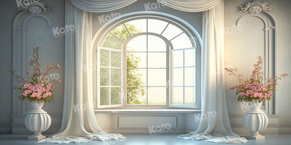 Kate Wedding White Window Sunshine Castle Flower Backdrop Designed by Chain Photography